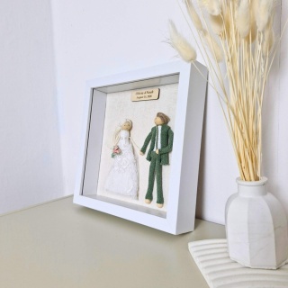 Pamiątka Ślubu - personalizowana makrama w białej gablotce - prezent na Ślub